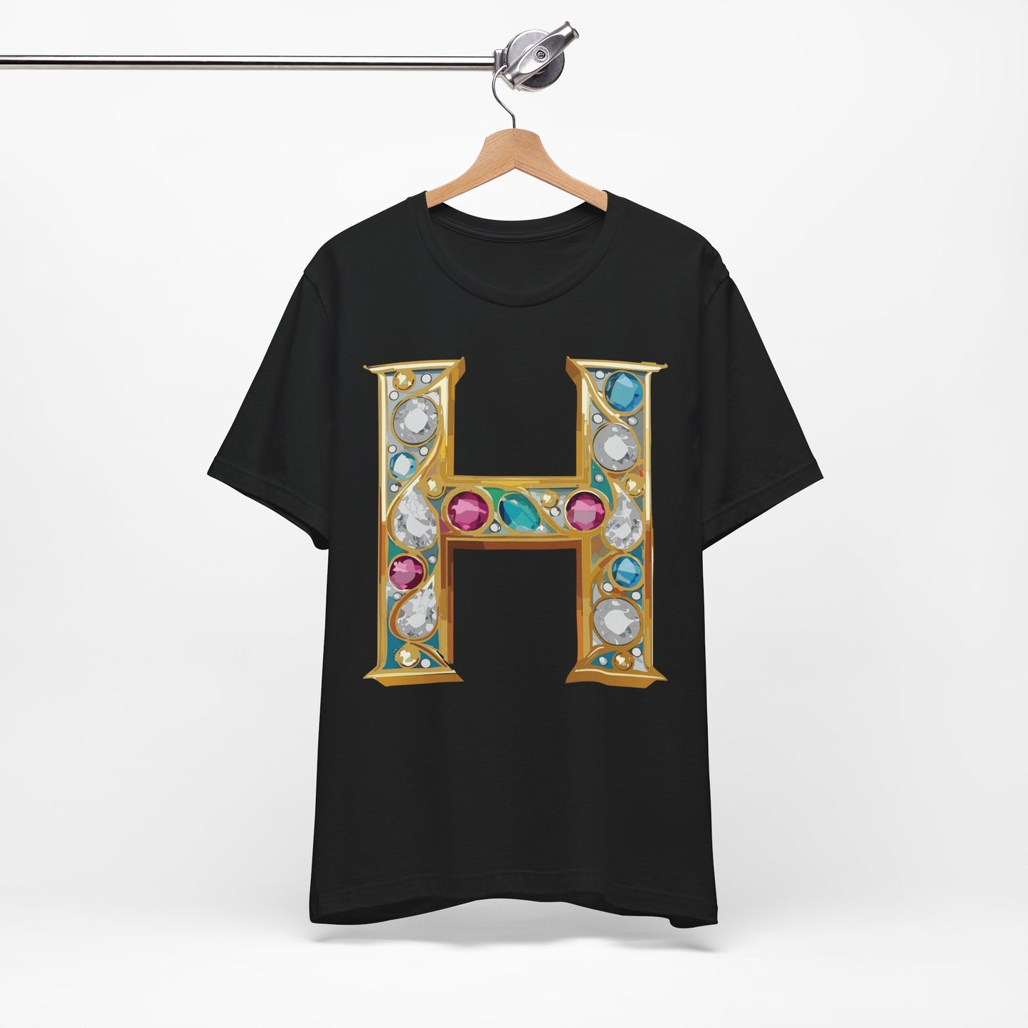 Letter Shirt, Shirt with Letters, Tee Shirt with Gold Letter, Shirt with Antique Letters