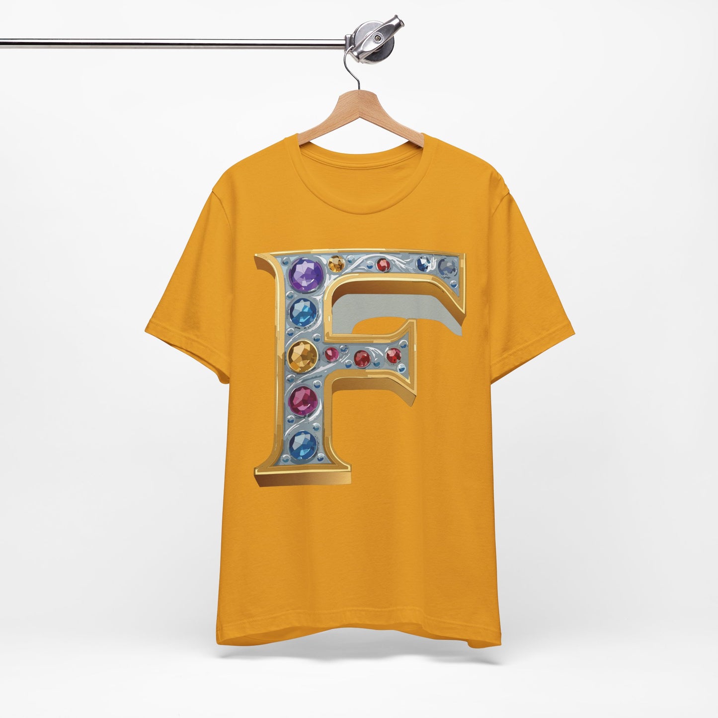 Letter Shirt, Shirt with Letters, Tee Shirt with Gold Letter, Shirt with Antique Letters