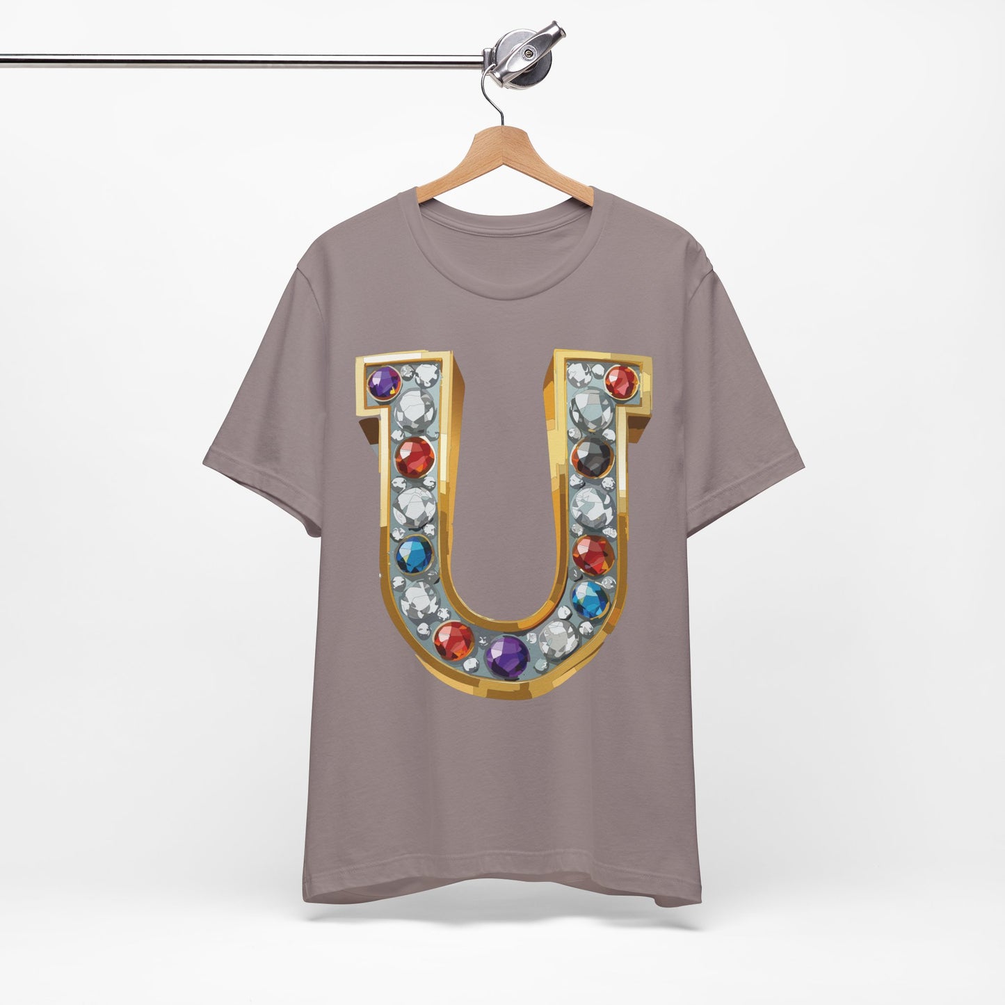 Letter Shirt, Shirt with Letters, Tee Shirt with Gold Letter, Shirt with Antique Letters