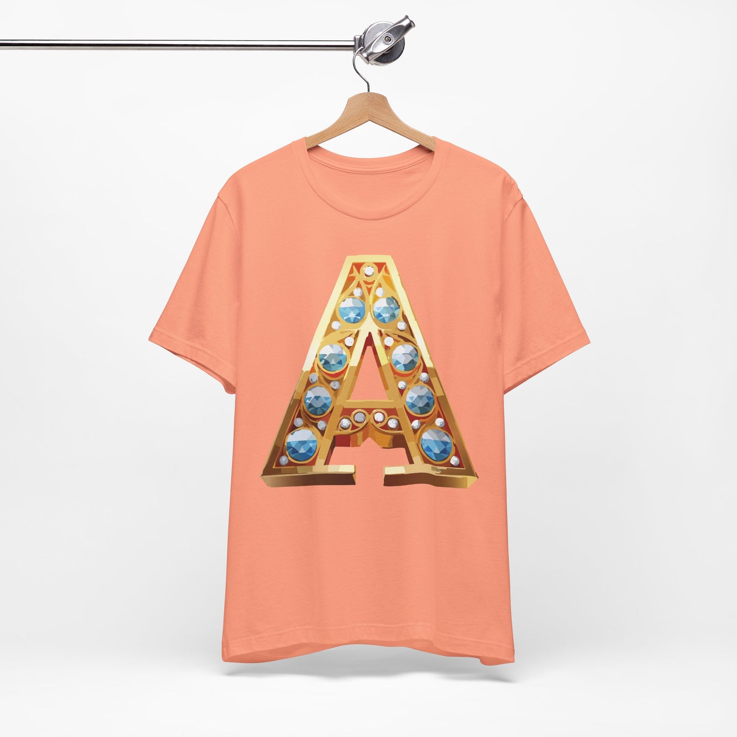 Letter Shirt, Shirt with Letters, Tee Shirt with Gold Letter, Shirt with Antique Letters