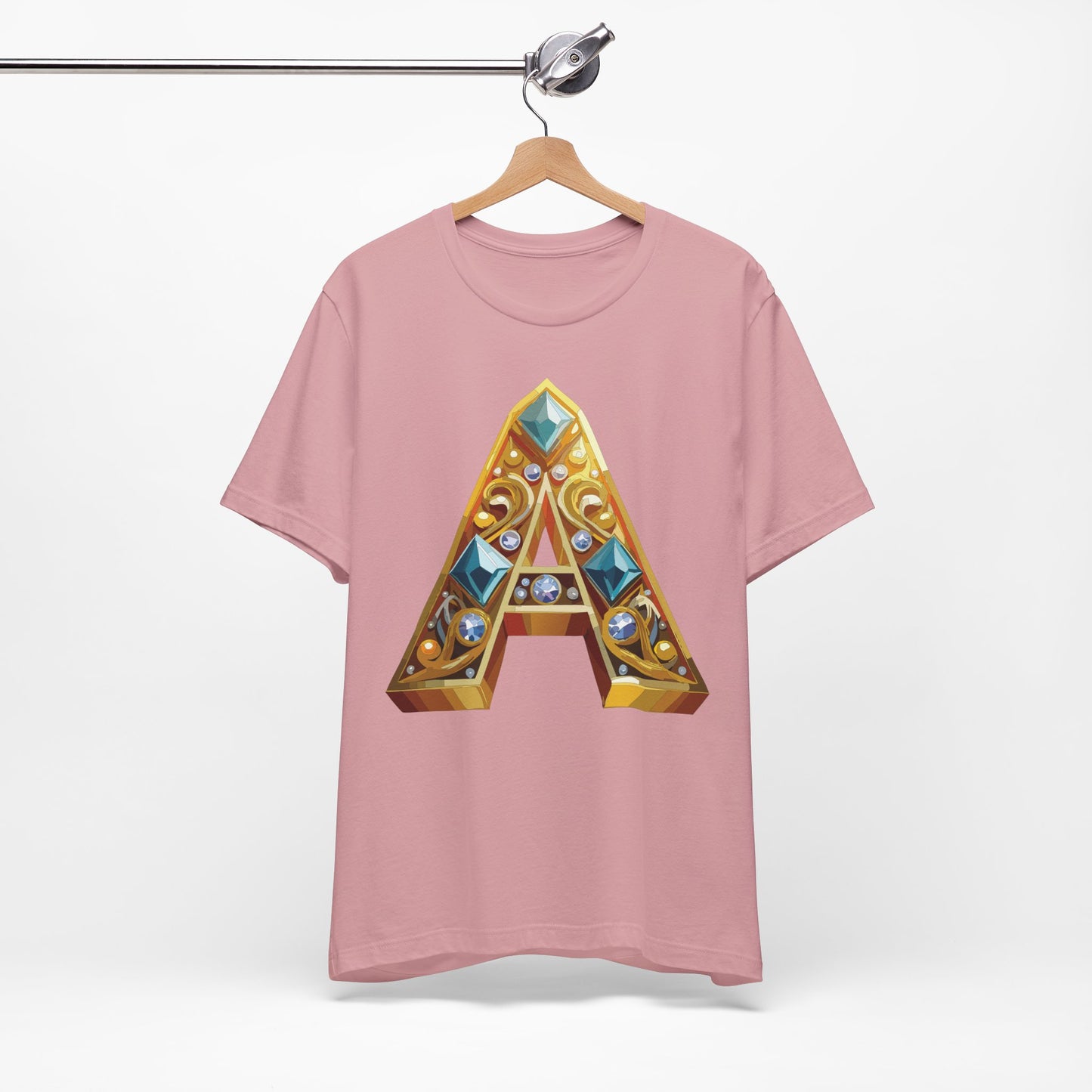 Letter Shirt, Shirt with Letters, Tee Shirt with Gold Letter, Shirt with Antique Letters