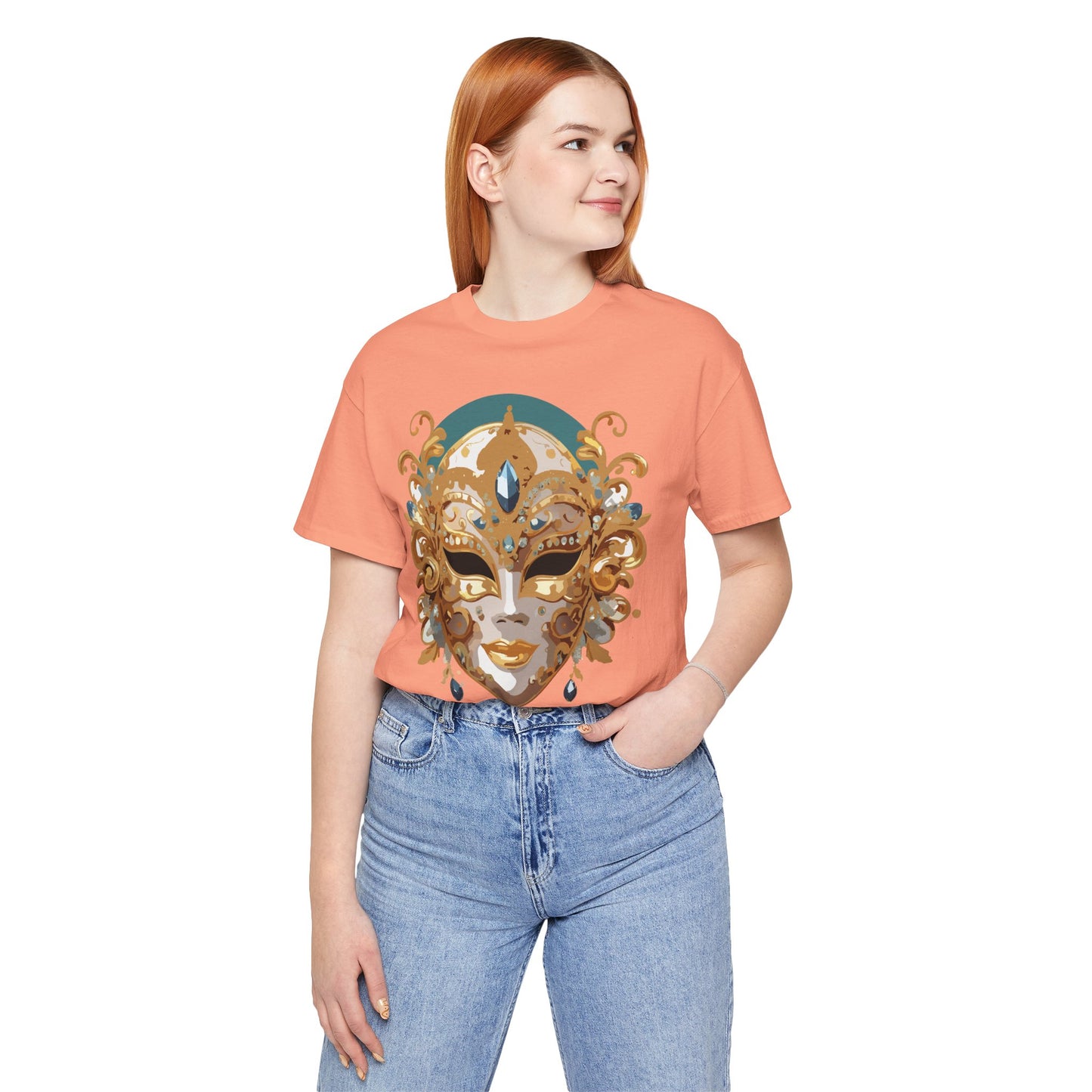 Mask Shirt, Shirt with Mask, Tee Shirt with Gold Face