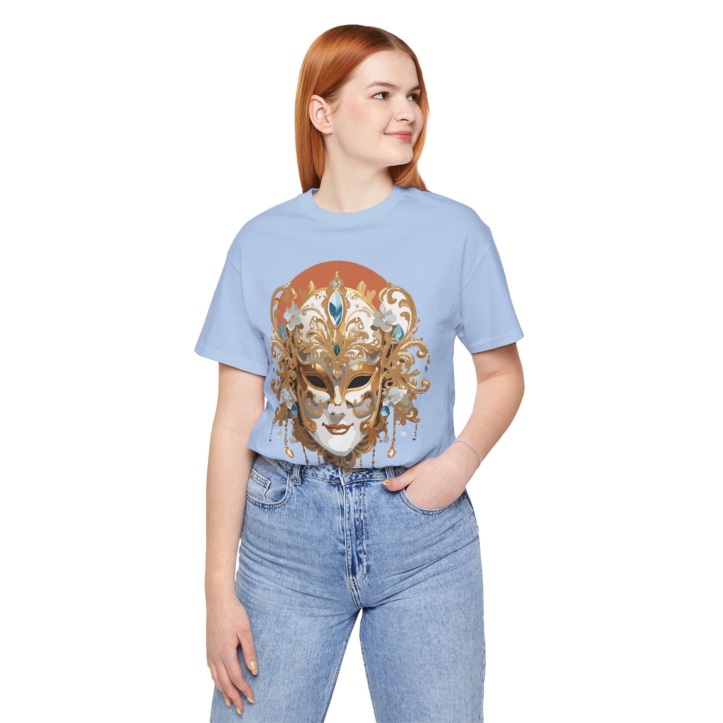 Mask Shirt, Shirt with Mask, Tee Shirt with Gold Face