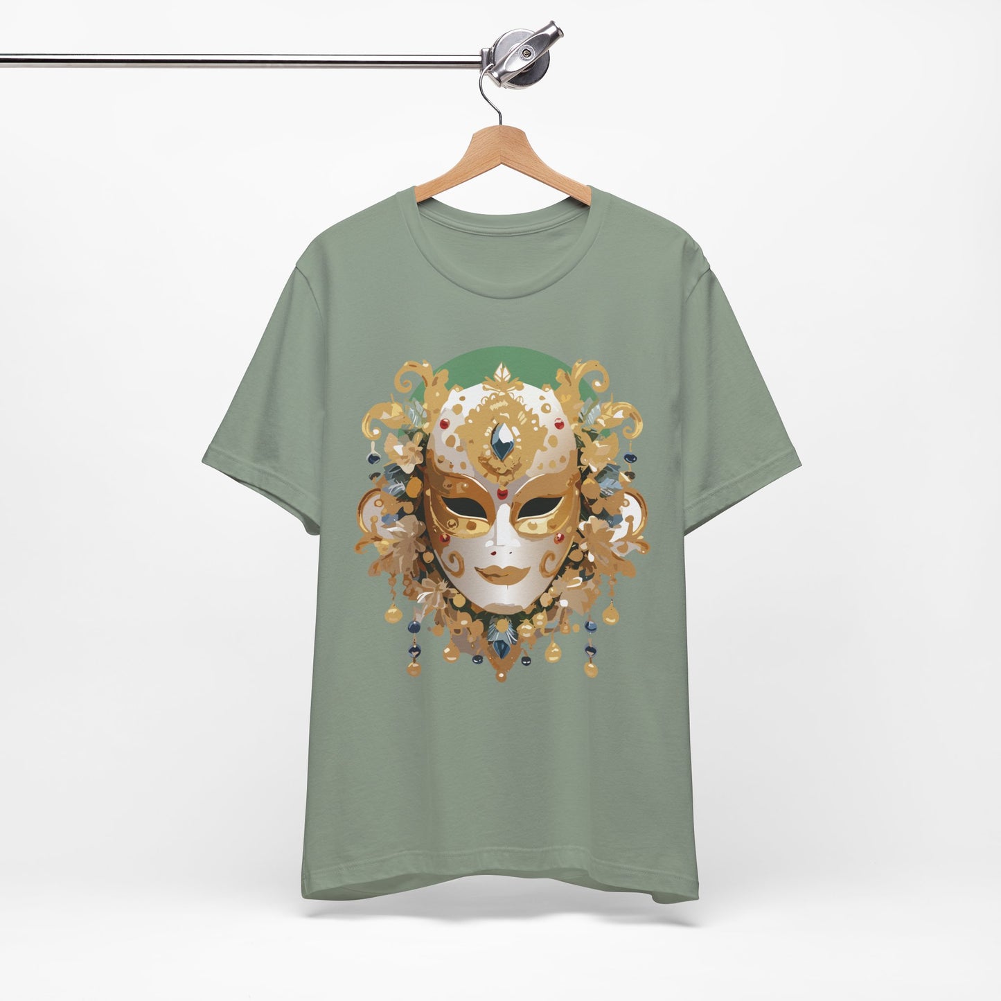 Mask Shirt, Shirt with Mask, Tee Shirt with Gold Face