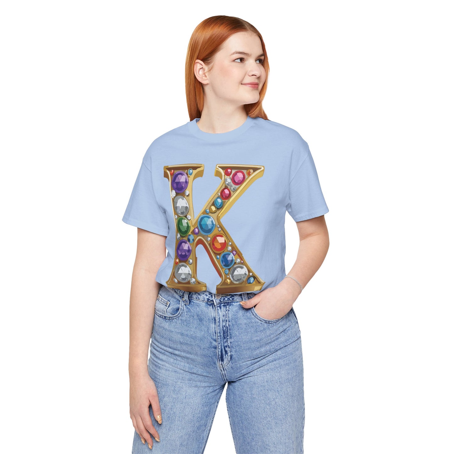 Letter Shirt, Shirt with Letters, Tee Shirt with Gold Letter, Shirt with Antique Letters