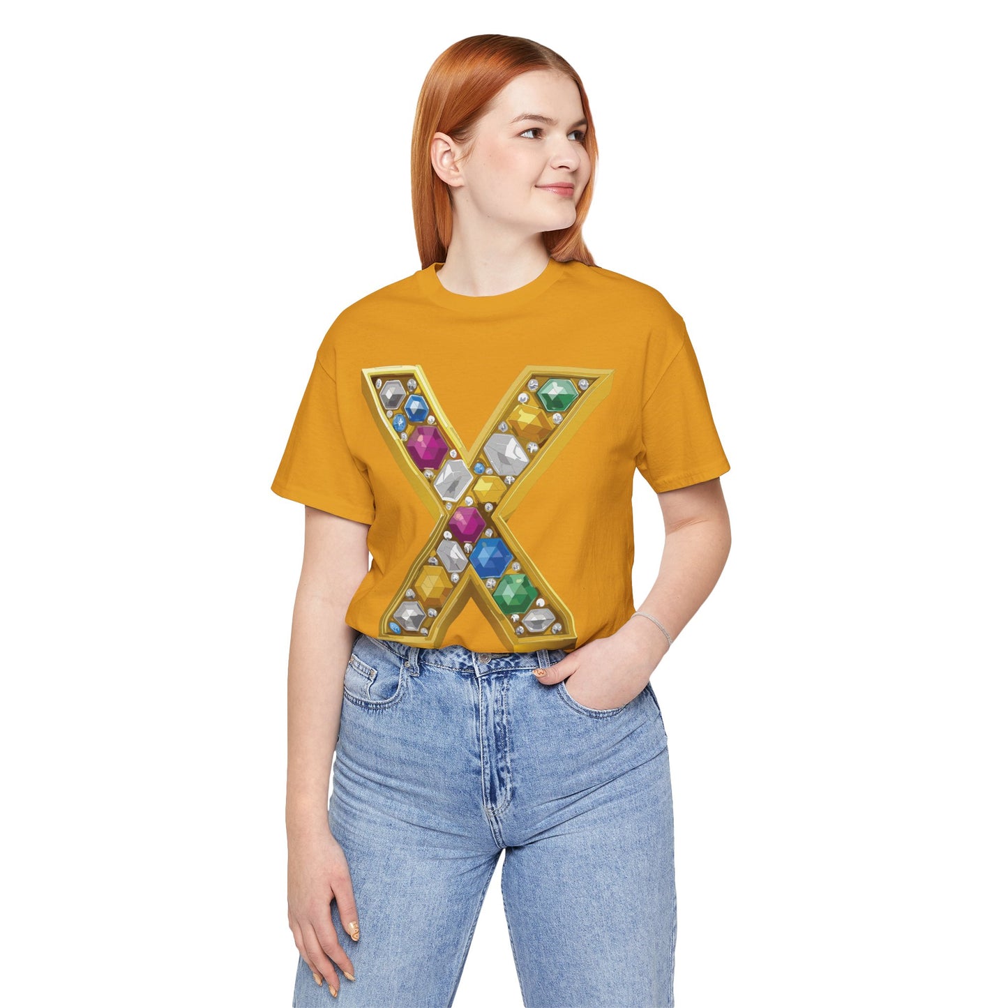 Letter Shirt, Shirt with Letters, Tee Shirt with Gold Letter, Shirt with Antique Letters