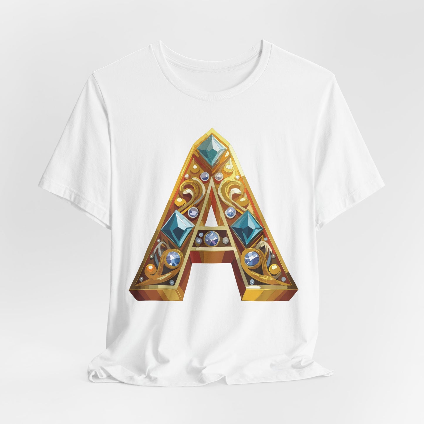 Letter Shirt, Shirt with Letters, Tee Shirt with Gold Letter, Shirt with Antique Letters