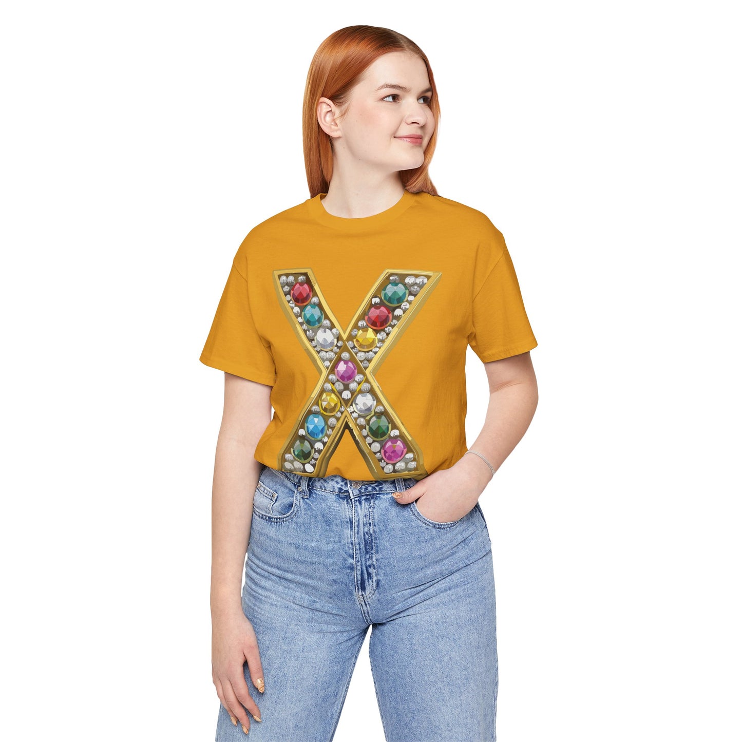 Letter Shirt, Shirt with Letters, Tee Shirt with Gold Letter, Shirt with Antique Letters
