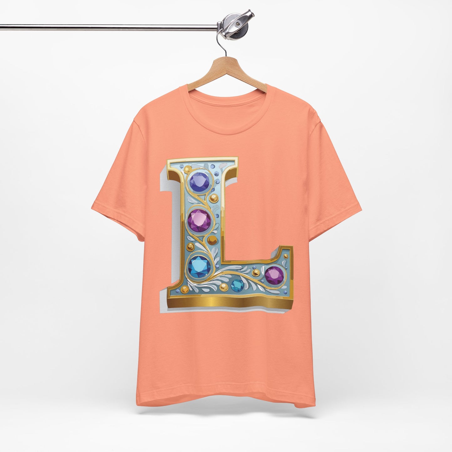 Letter Shirt, Shirt with Letters, Tee Shirt with Gold Letter, Shirt with Antique Letters