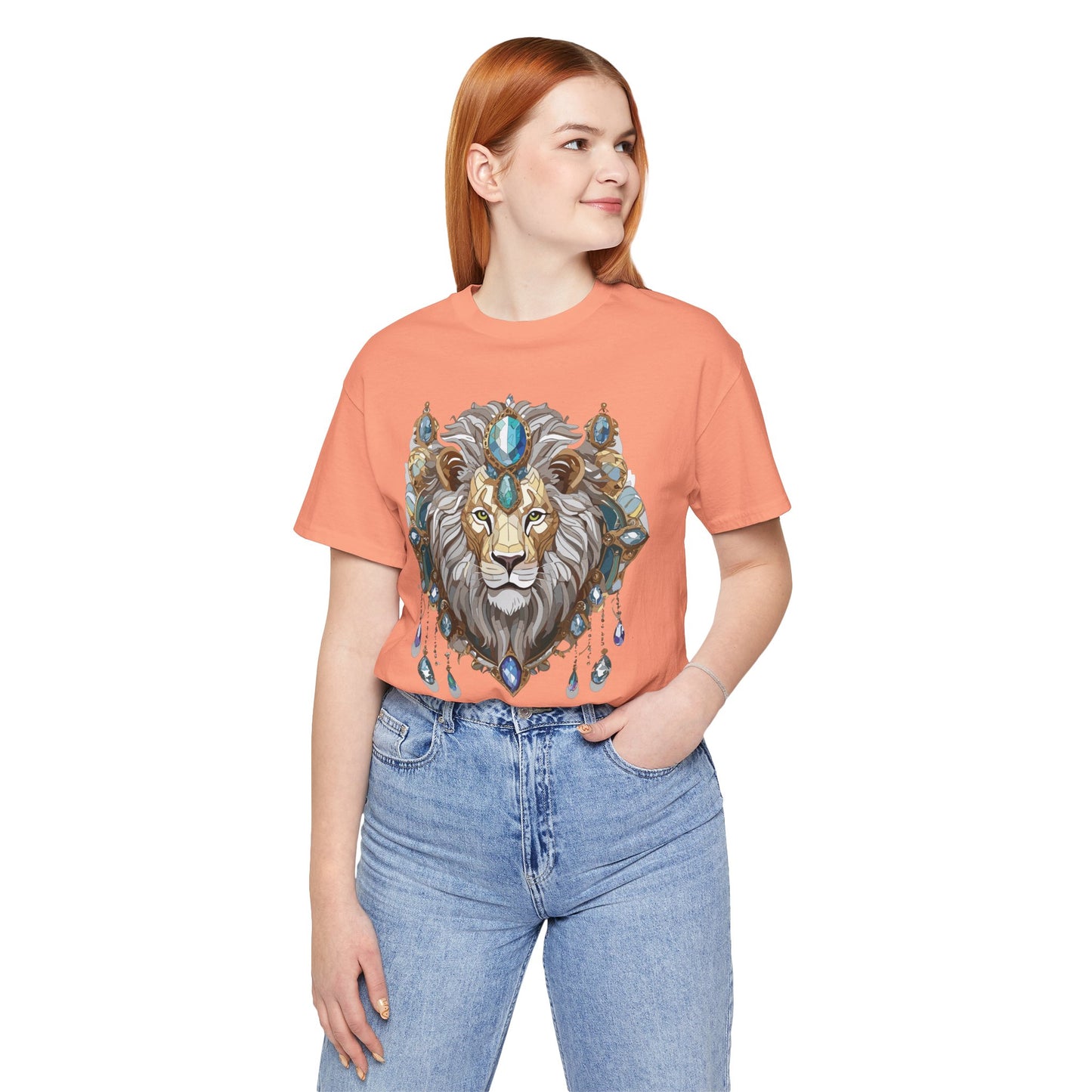 Animal Shirt, Shirt with Animal, Tee Shirt with Gold Animal Medal, Shirt with Antique Animal Medallion