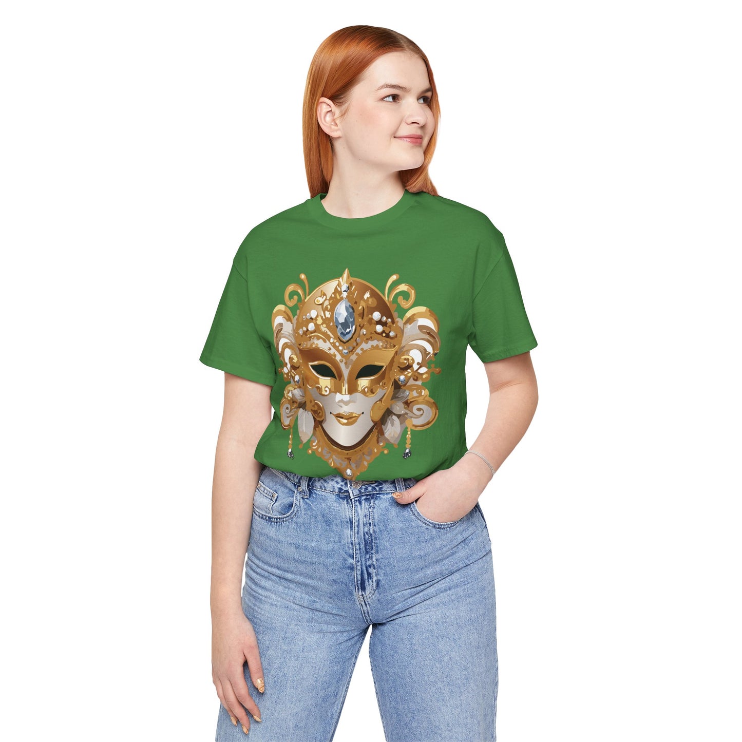 Mask Shirt, Shirt with Mask, Tee Shirt with Gold Face