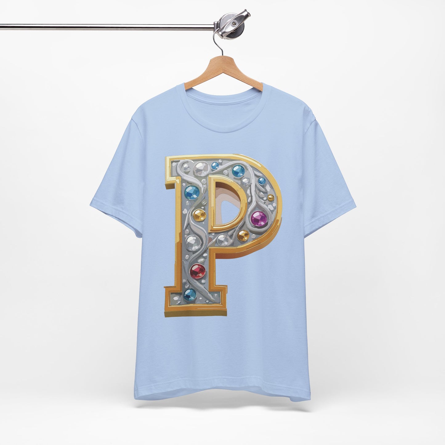 Letter Shirt, Shirt with Letters, Tee Shirt with Gold Letter, Shirt with Antique Letters