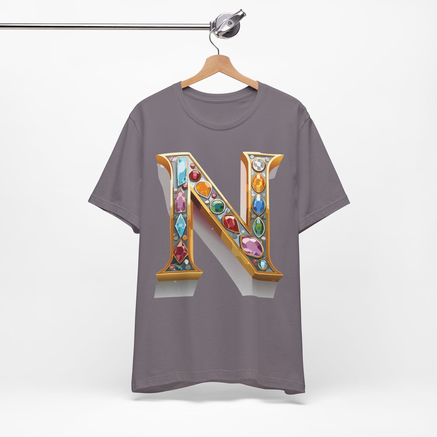 Letter Shirt, Shirt with Letters, Tee Shirt with Gold Letter, Shirt with Antique Letters