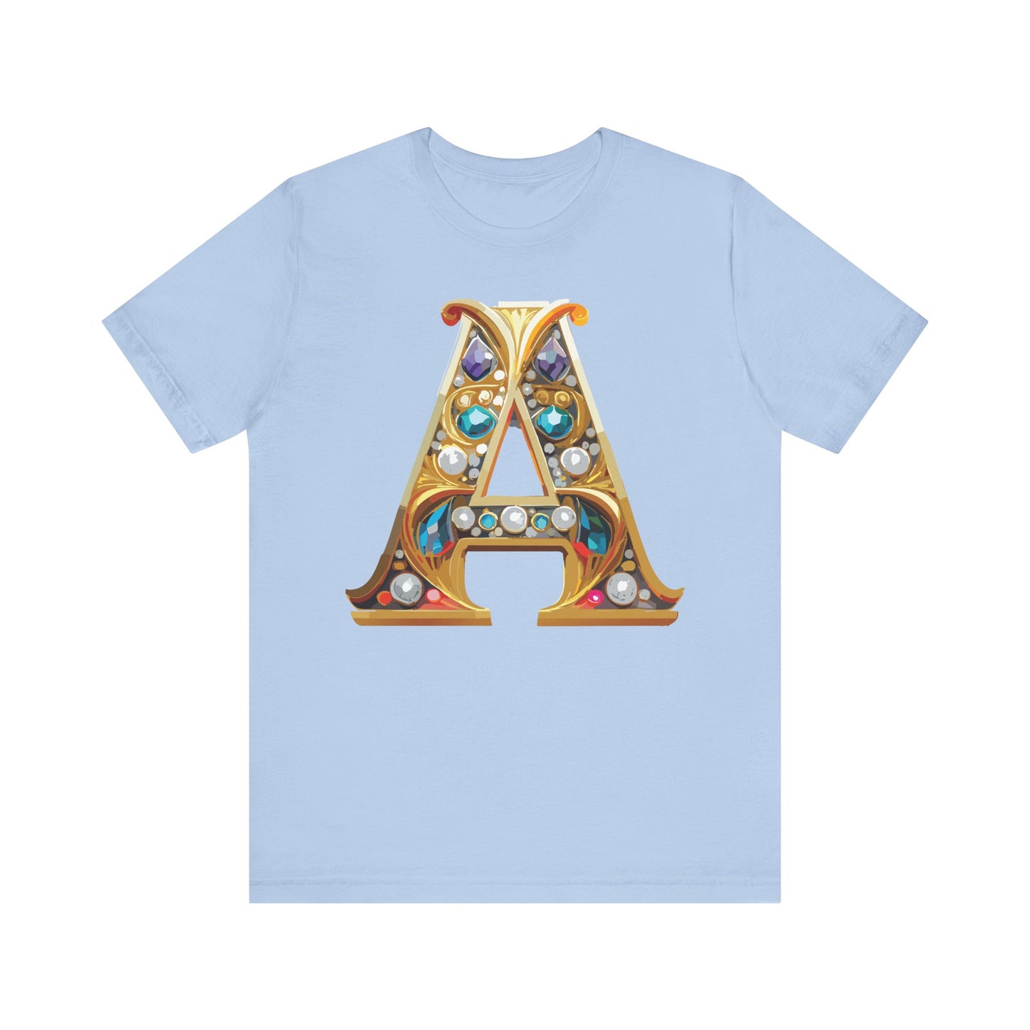 Letter Shirt, Shirt with Letters, Tee Shirt with Gold Letter, Shirt with Antique Letters