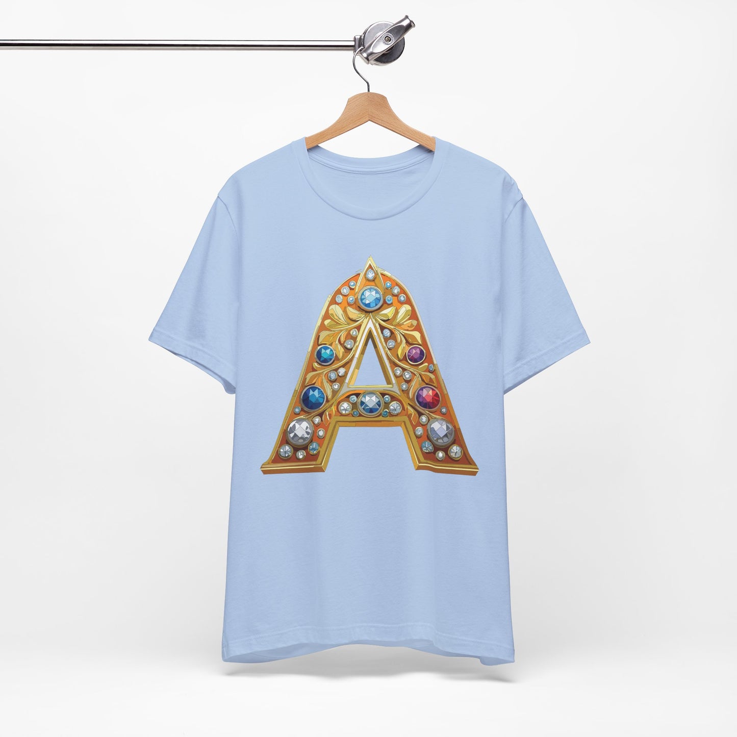 Letter Shirt, Shirt with Letters, Tee Shirt with Gold Letter, Shirt with Antique Letters