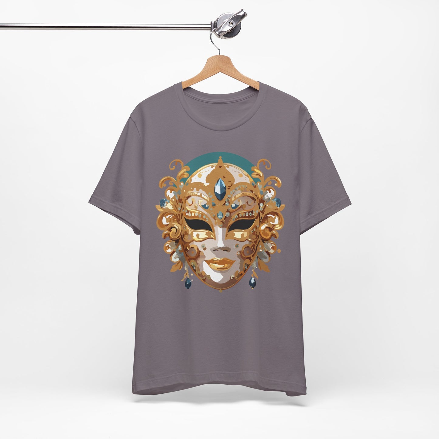 Mask Shirt, Shirt with Mask, Tee Shirt with Gold Face
