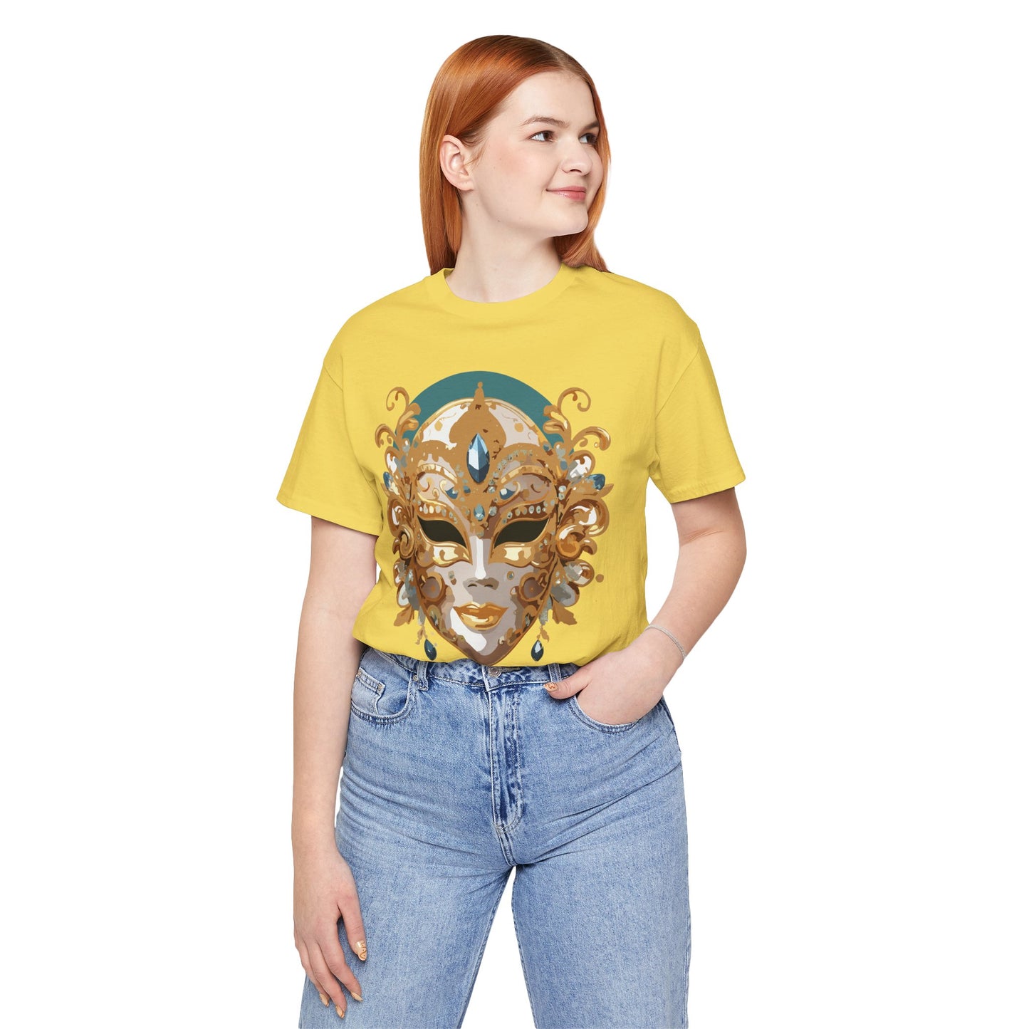 Mask Shirt, Shirt with Mask, Tee Shirt with Gold Face