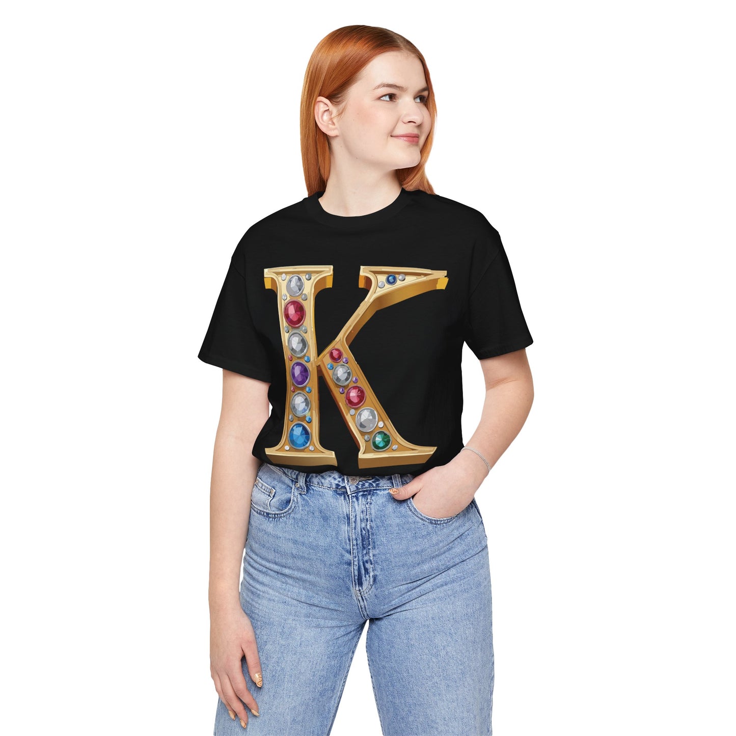 Letter Shirt, Shirt with Letters, Tee Shirt with Gold Letter, Shirt with Antique Letters