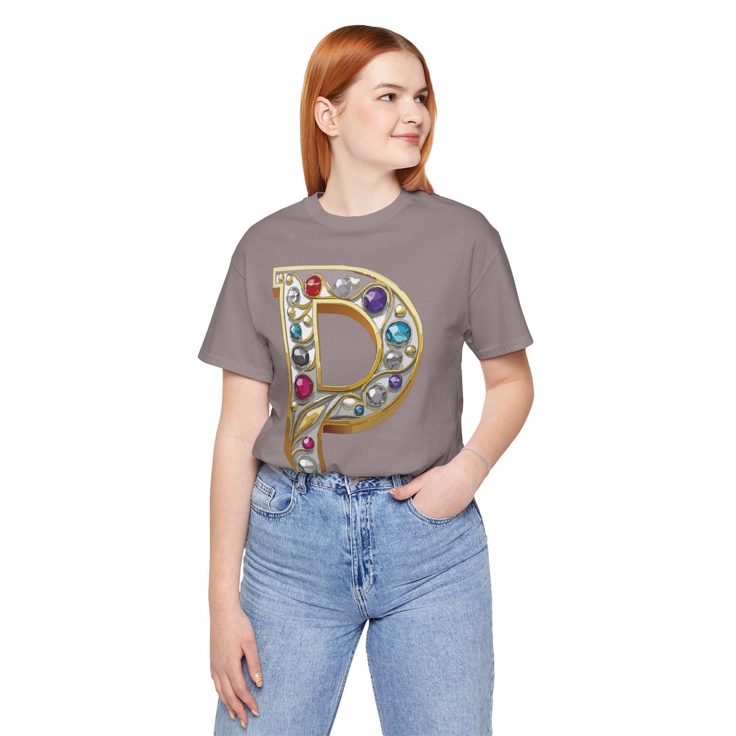 Letter Shirt, Shirt with Letters, Tee Shirt with Gold Letter, Shirt with Antique Letters