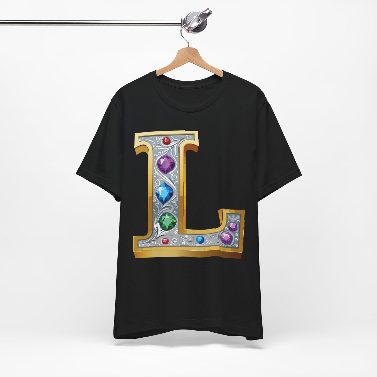 Letter Shirt, Shirt with Letters, Tee Shirt with Gold Letter, Shirt with Antique Letters
