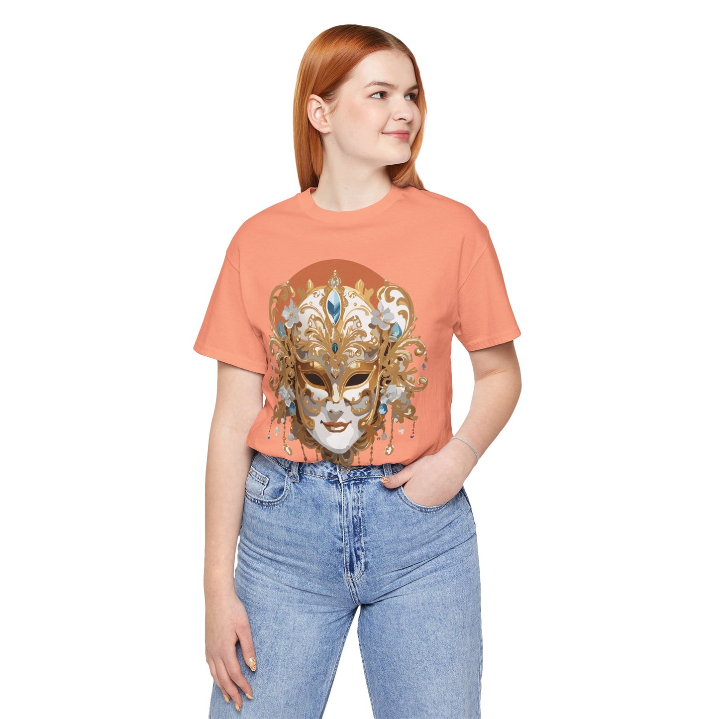 Mask Shirt, Shirt with Mask, Tee Shirt with Gold Face