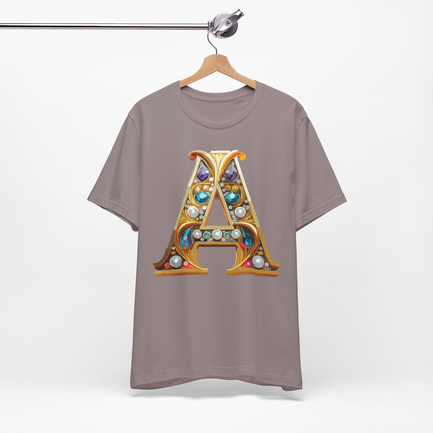 Letter Shirt, Shirt with Letters, Tee Shirt with Gold Letter, Shirt with Antique Letters