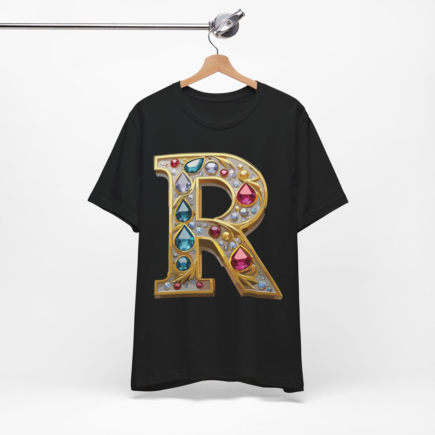 Letter Shirt, Shirt with Letters, Tee Shirt with Gold Letter, Shirt with Antique Letters
