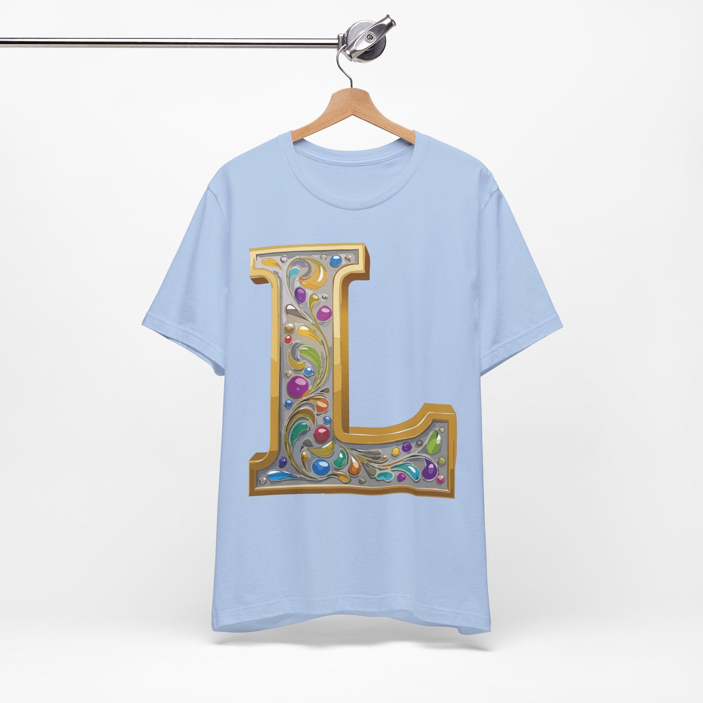 Letter Shirt, Shirt with Letters, Tee Shirt with Gold Letter, Shirt with Antique Letters