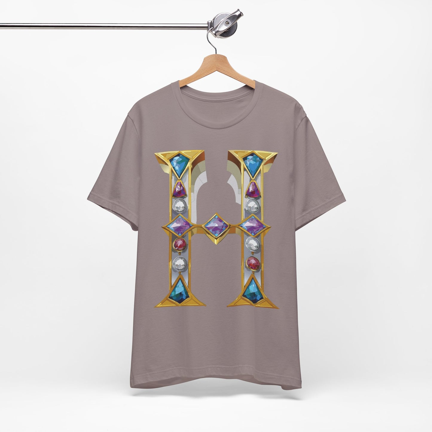 Letter Shirt, Shirt with Letters, Tee Shirt with Gold Letter, Shirt with Antique Letters