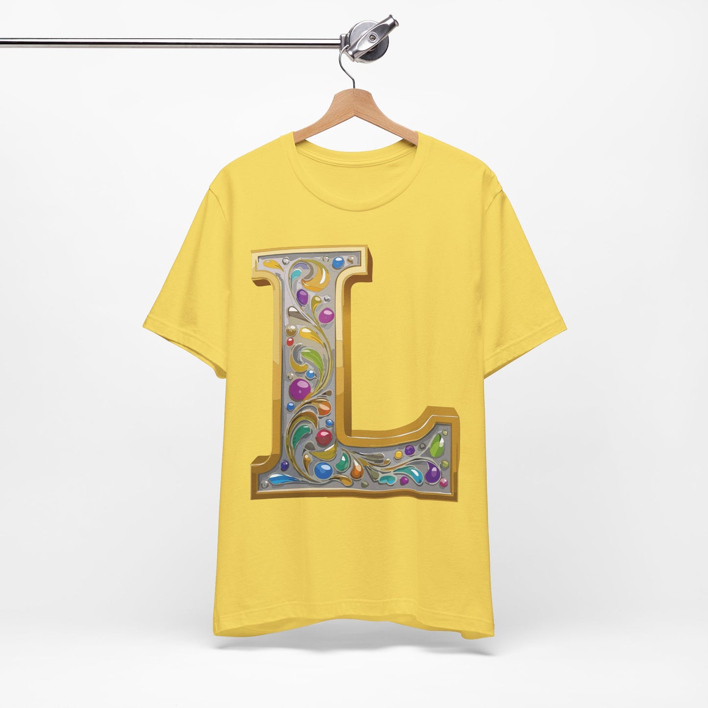 Letter Shirt, Shirt with Letters, Tee Shirt with Gold Letter, Shirt with Antique Letters