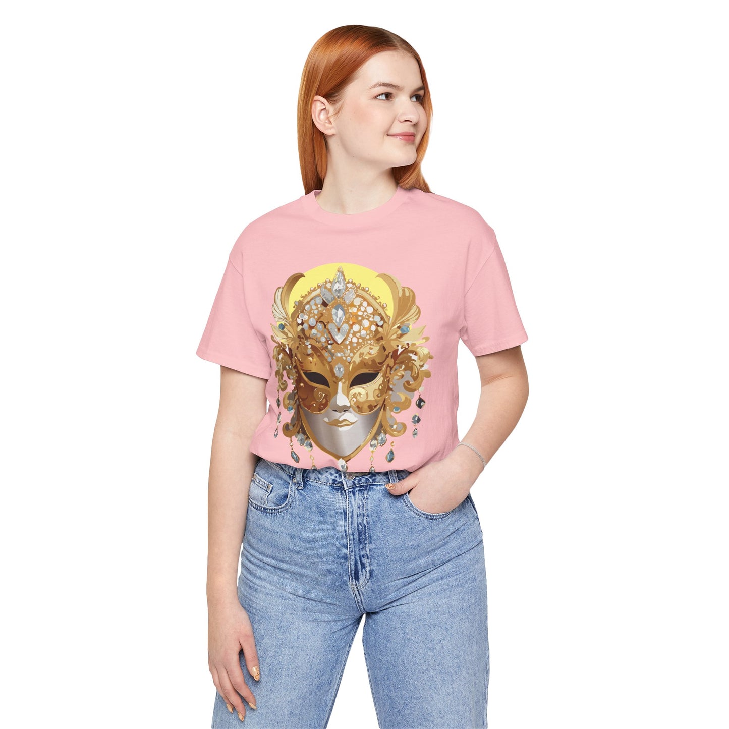 Mask Shirt, Shirt with Mask, Tee Shirt with Gold Face