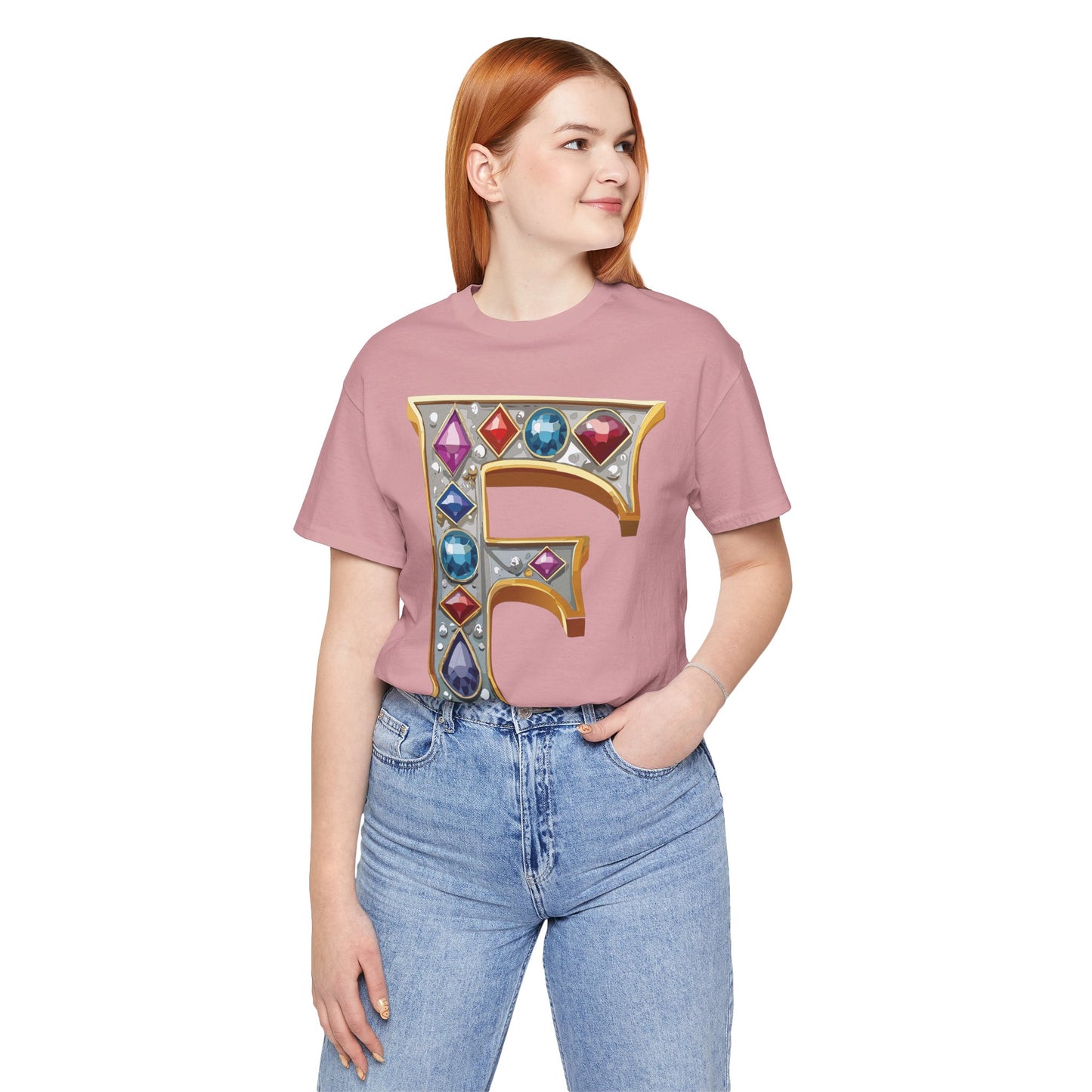 Letter Shirt, Shirt with Letters, Tee Shirt with Gold Letter, Shirt with Antique Letters