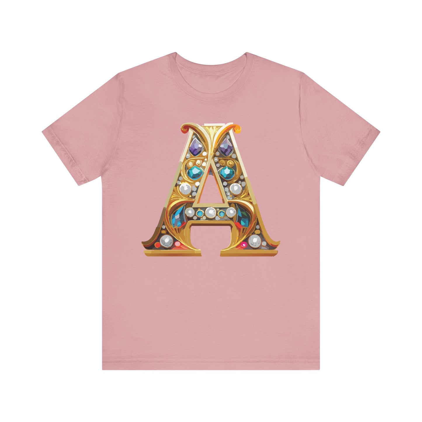 Letter Shirt, Shirt with Letters, Tee Shirt with Gold Letter, Shirt with Antique Letters