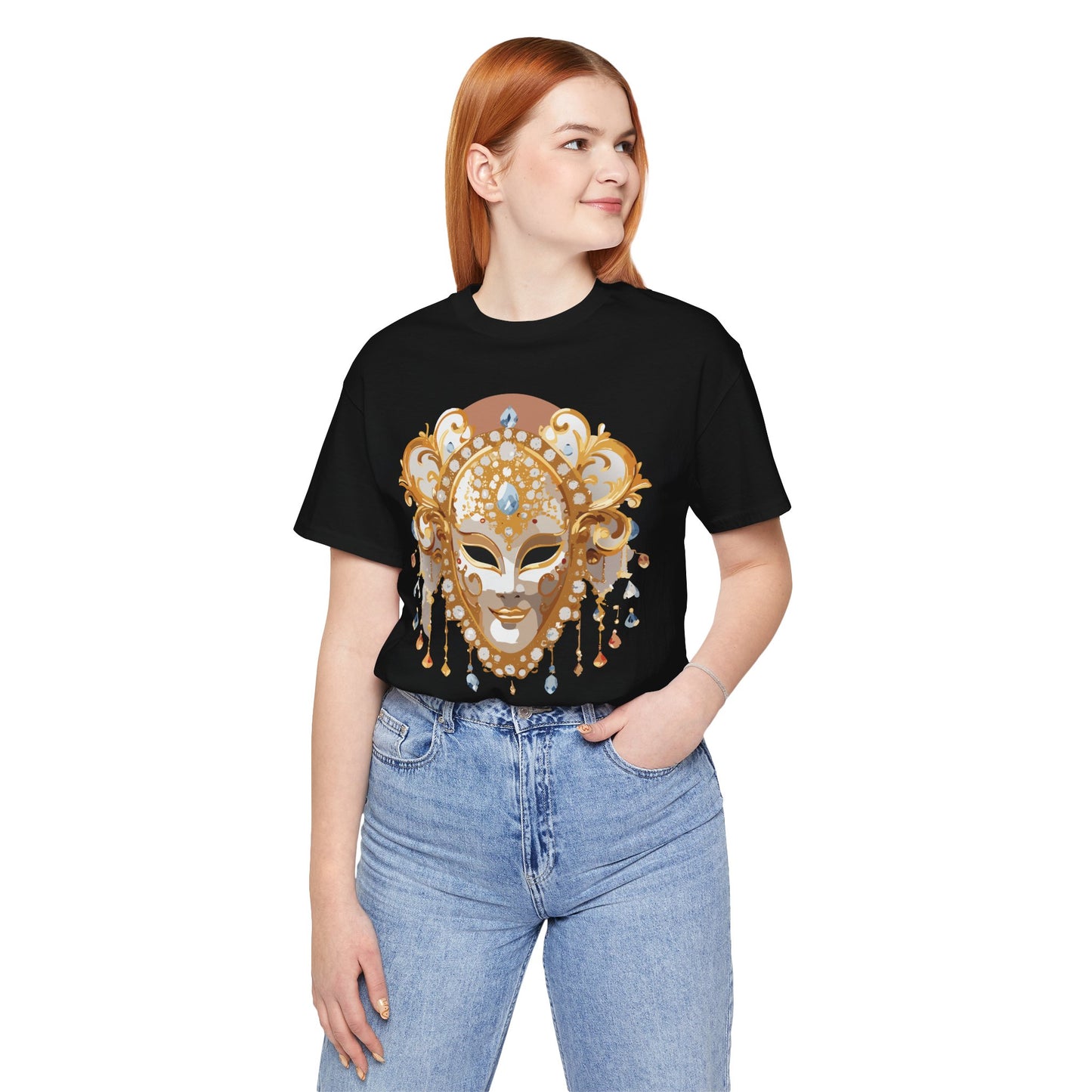 Mask Shirt, Shirt with Mask, Tee Shirt with Gold Face