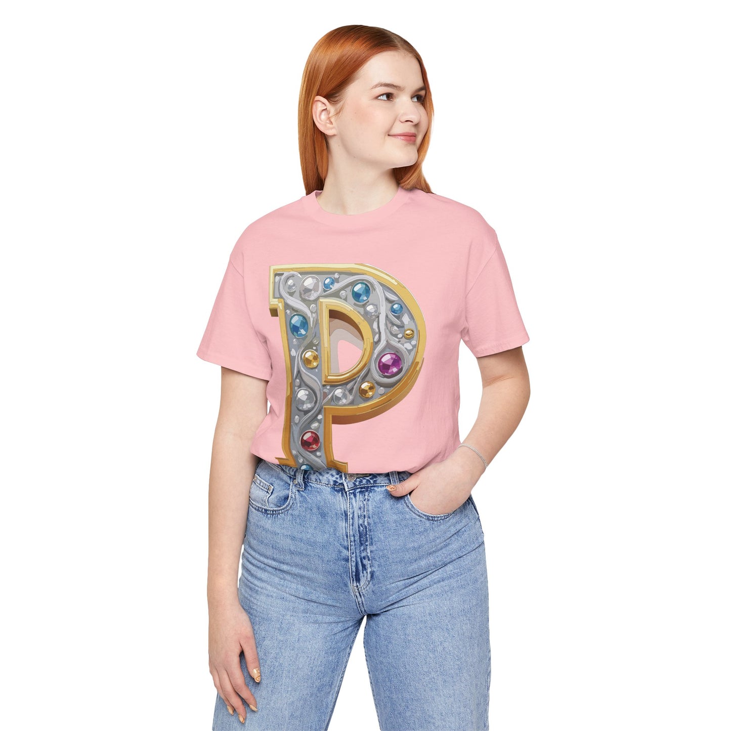 Letter Shirt, Shirt with Letters, Tee Shirt with Gold Letter, Shirt with Antique Letters