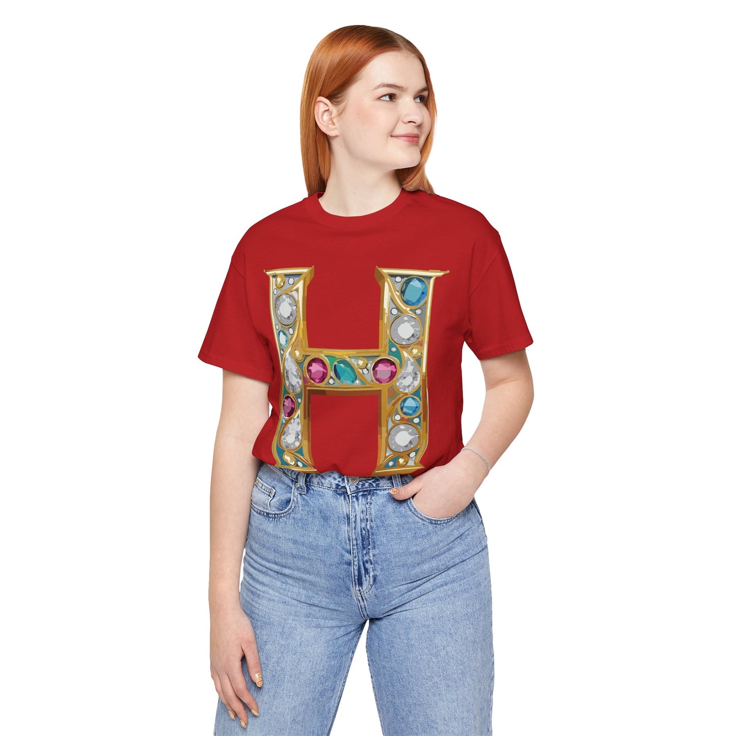 Letter Shirt, Shirt with Letters, Tee Shirt with Gold Letter, Shirt with Antique Letters