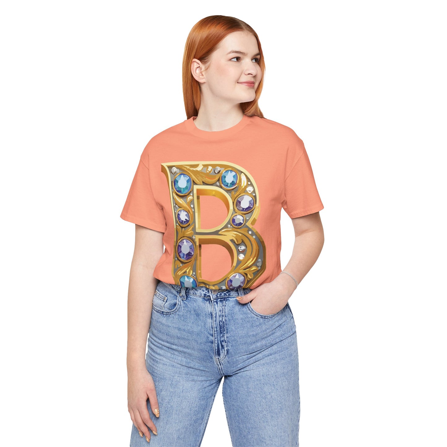 Letter Shirt, Shirt with Letters, Tee Shirt with Gold Letter, Shirt with Antique Letters