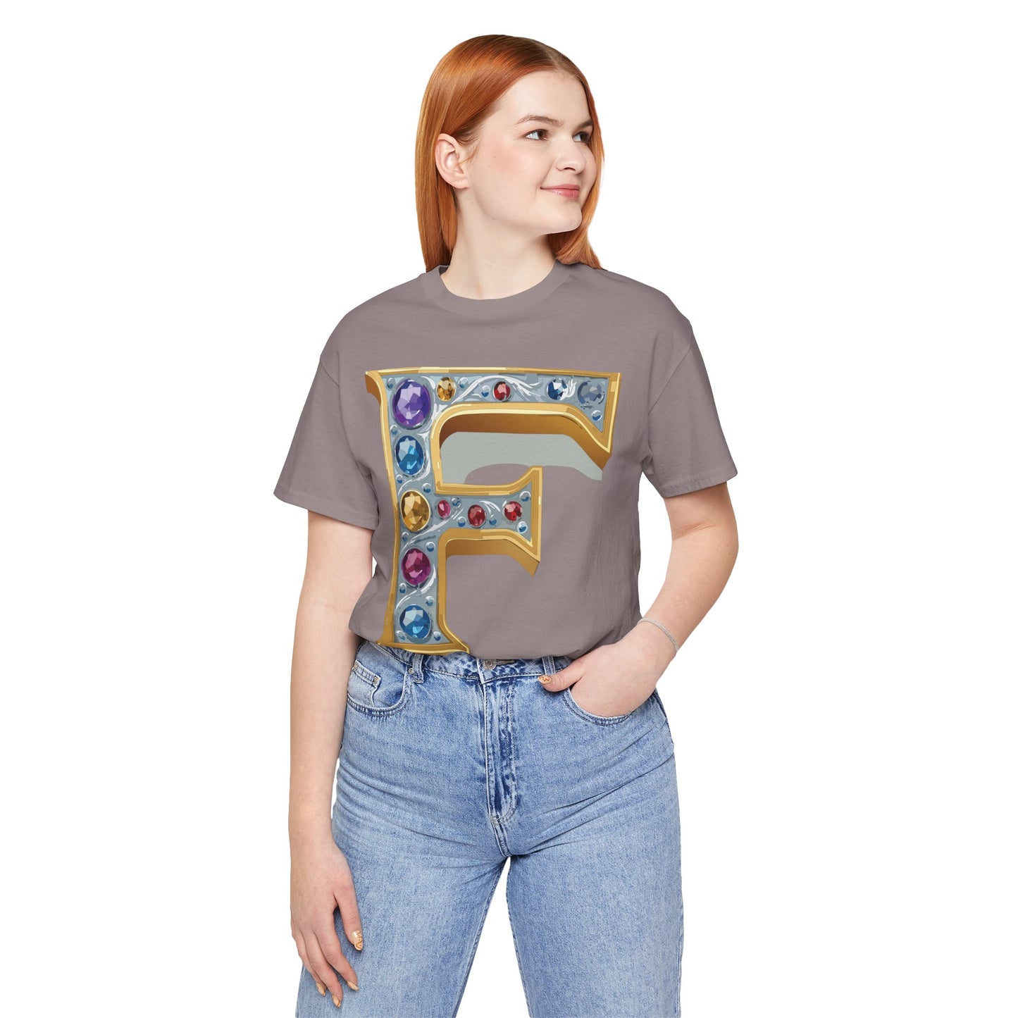Letter Shirt, Shirt with Letters, Tee Shirt with Gold Letter, Shirt with Antique Letters