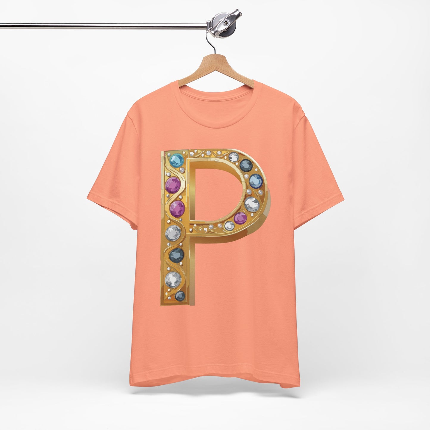 Letter Shirt, Shirt with Letters, Tee Shirt with Gold Letter, Shirt with Antique Letters