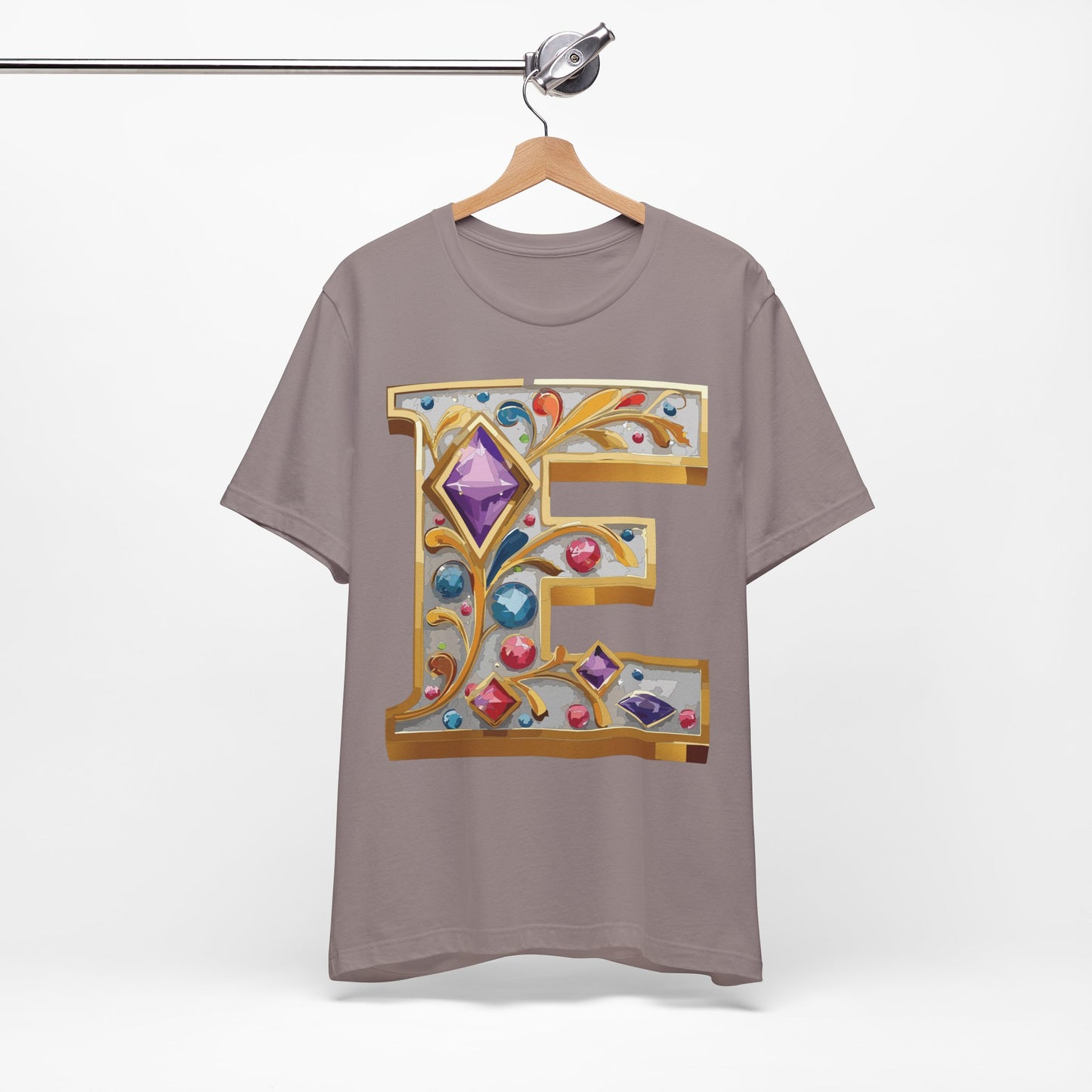 Letter Shirt, Shirt with Letters, Tee Shirt with Gold Letter, Shirt with Antique Letters