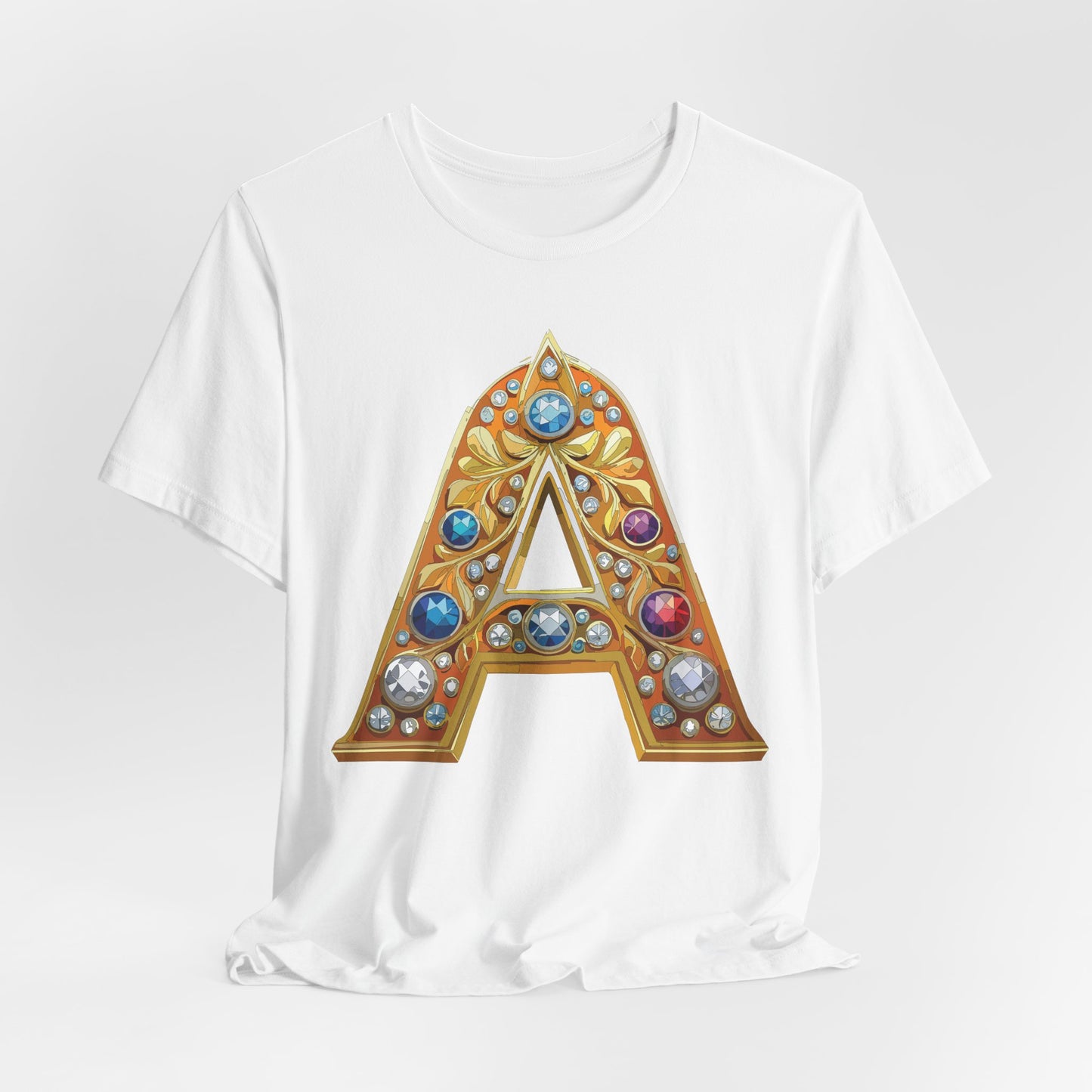 Letter Shirt, Shirt with Letters, Tee Shirt with Gold Letter, Shirt with Antique Letters