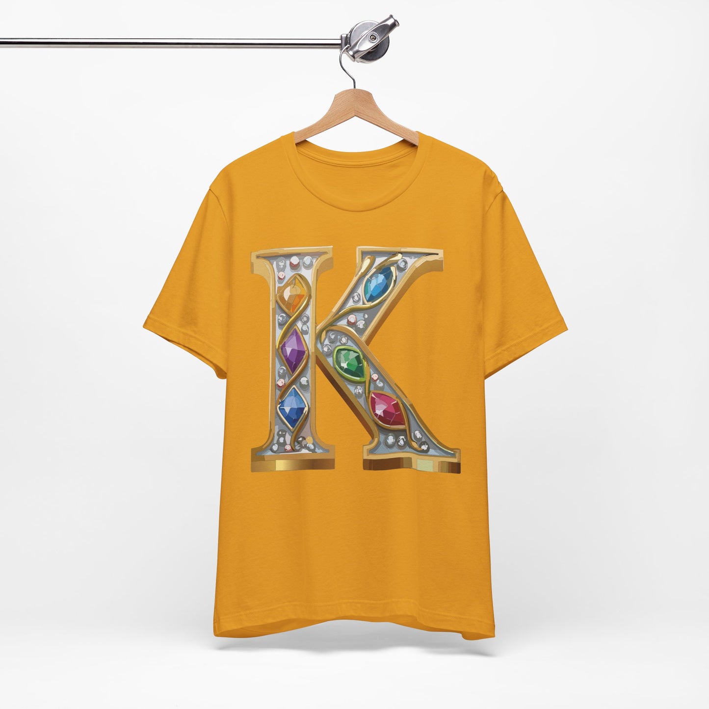 Letter Shirt, Shirt with Letters, Tee Shirt with Gold Letter, Shirt with Antique Letters