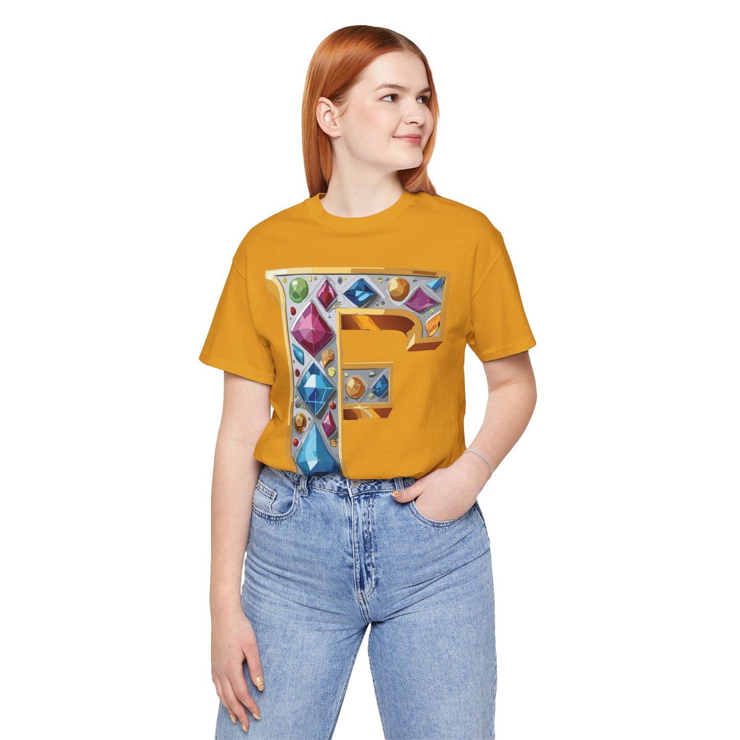 Letter Shirt, Shirt with Letters, Tee Shirt with Gold Letter, Shirt with Antique Letters