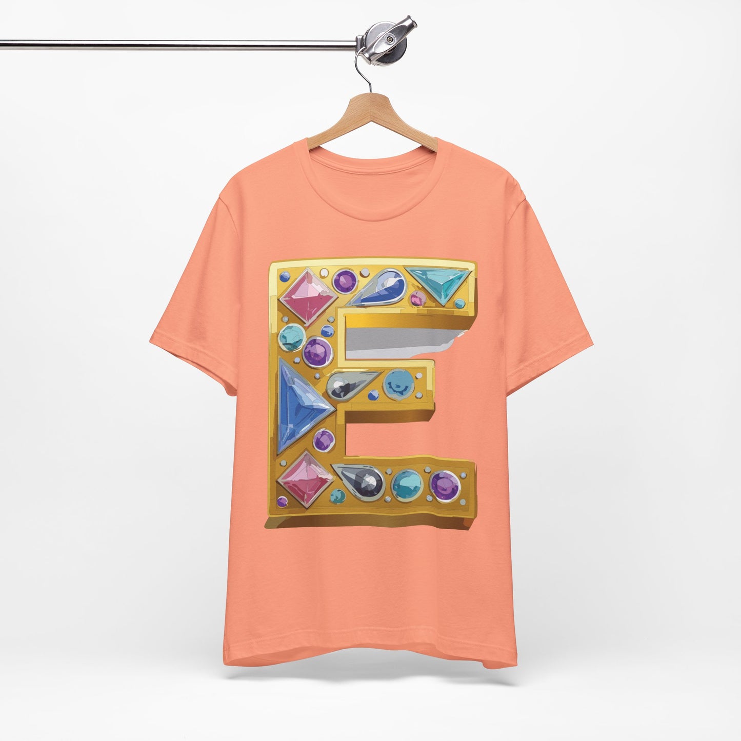 Letter Shirt, Shirt with Letters, Tee Shirt with Gold Letter, Shirt with Antique Letters
