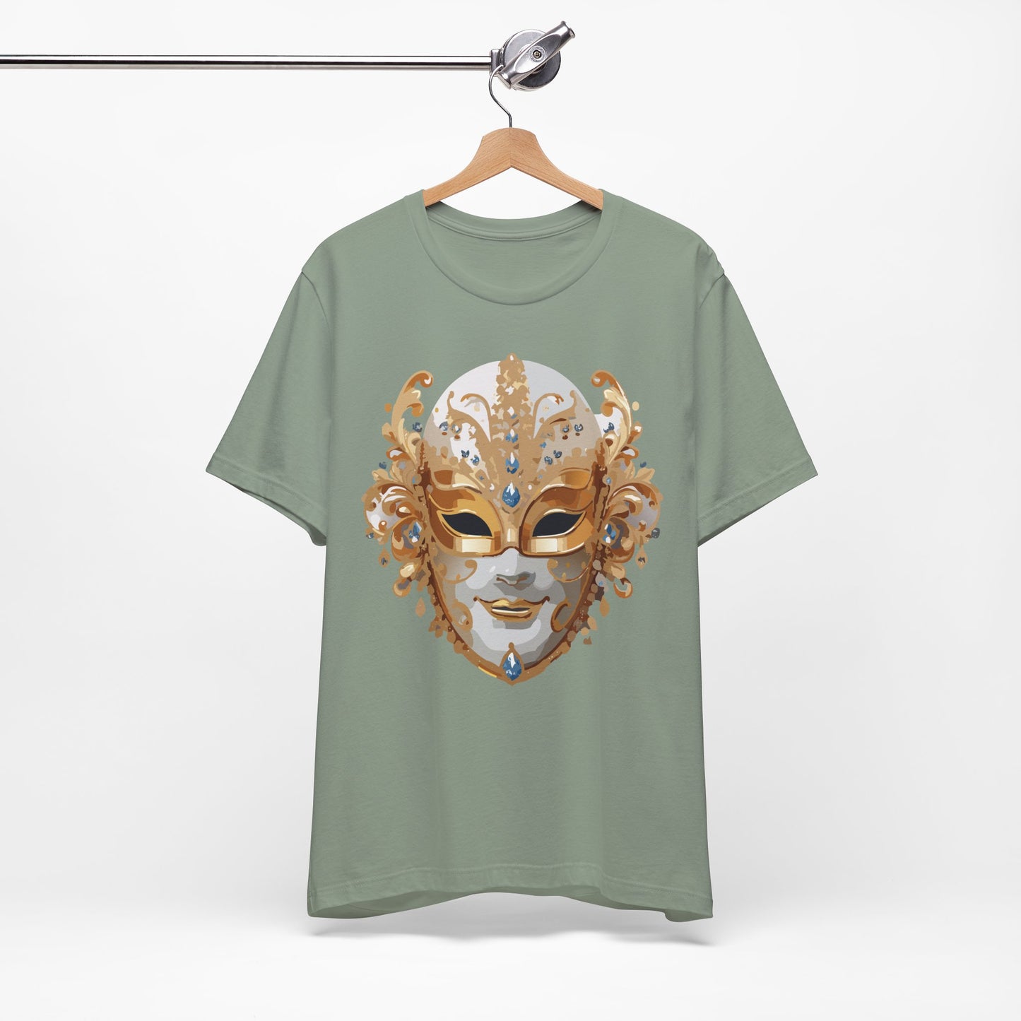 Mask Shirt, Shirt with Mask, Tee Shirt with Gold Face