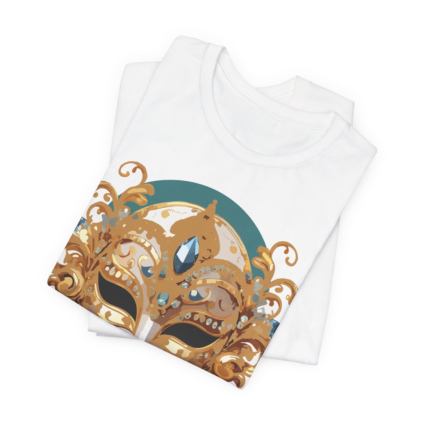 Mask Shirt, Shirt with Mask, Tee Shirt with Gold Face