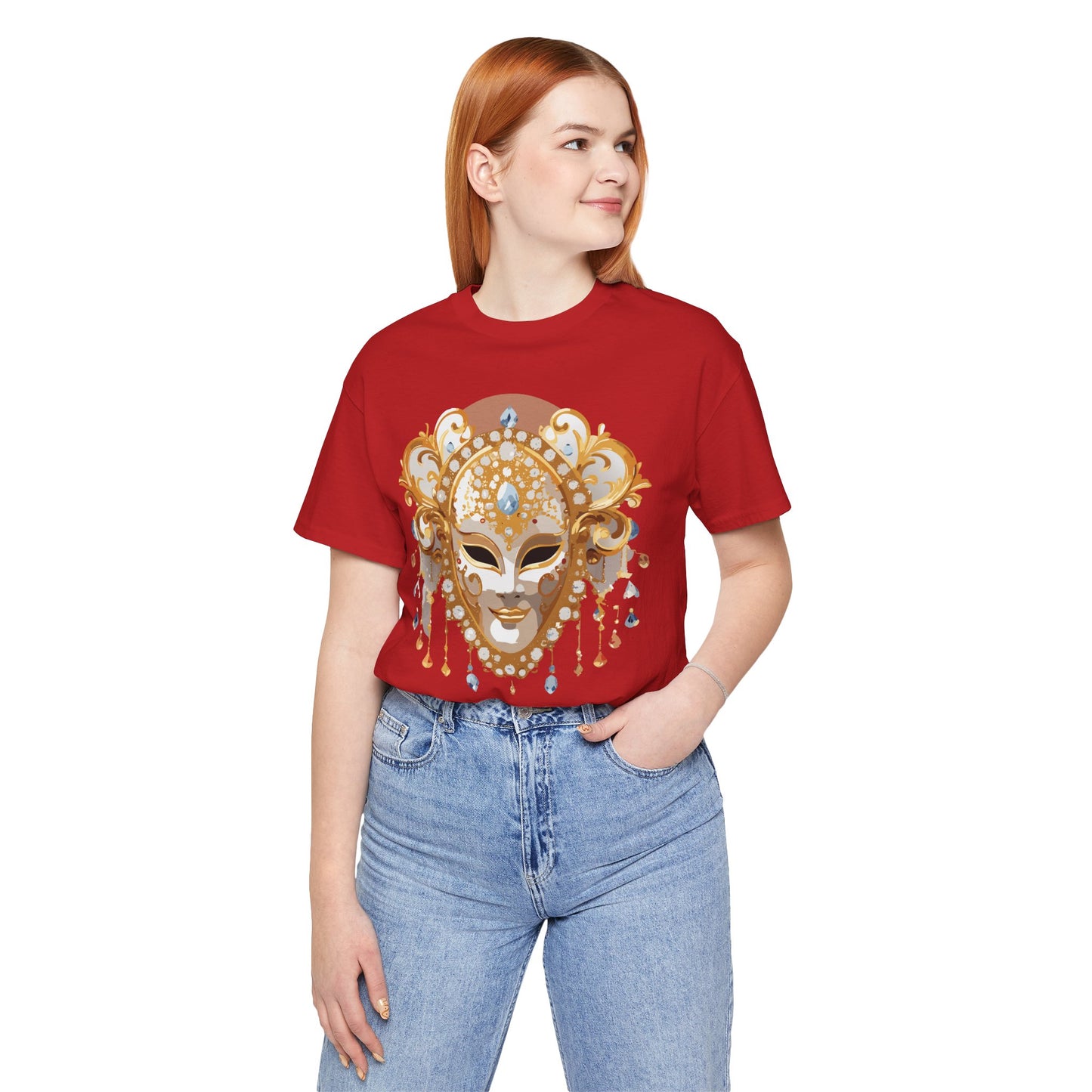Mask Shirt, Shirt with Mask, Tee Shirt with Gold Face