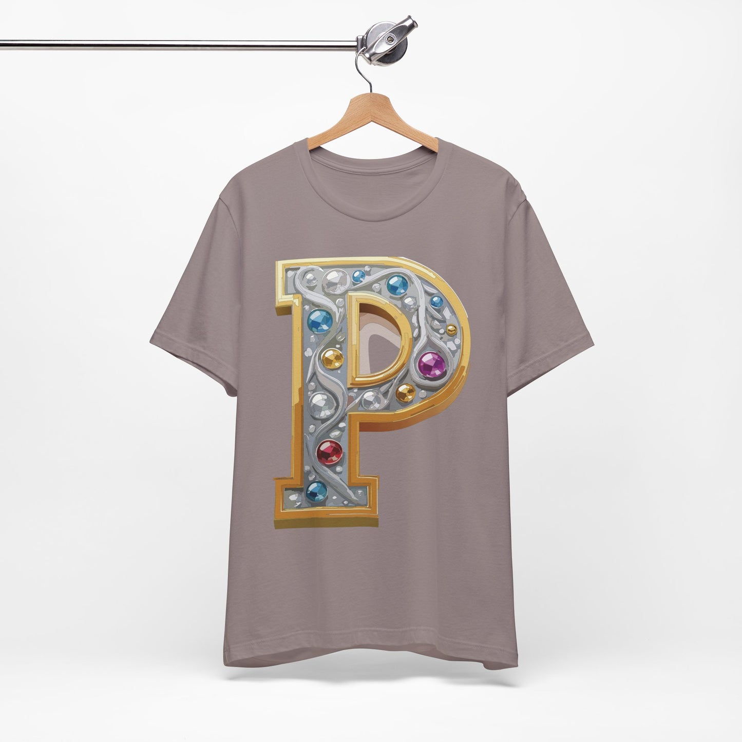 Letter Shirt, Shirt with Letters, Tee Shirt with Gold Letter, Shirt with Antique Letters
