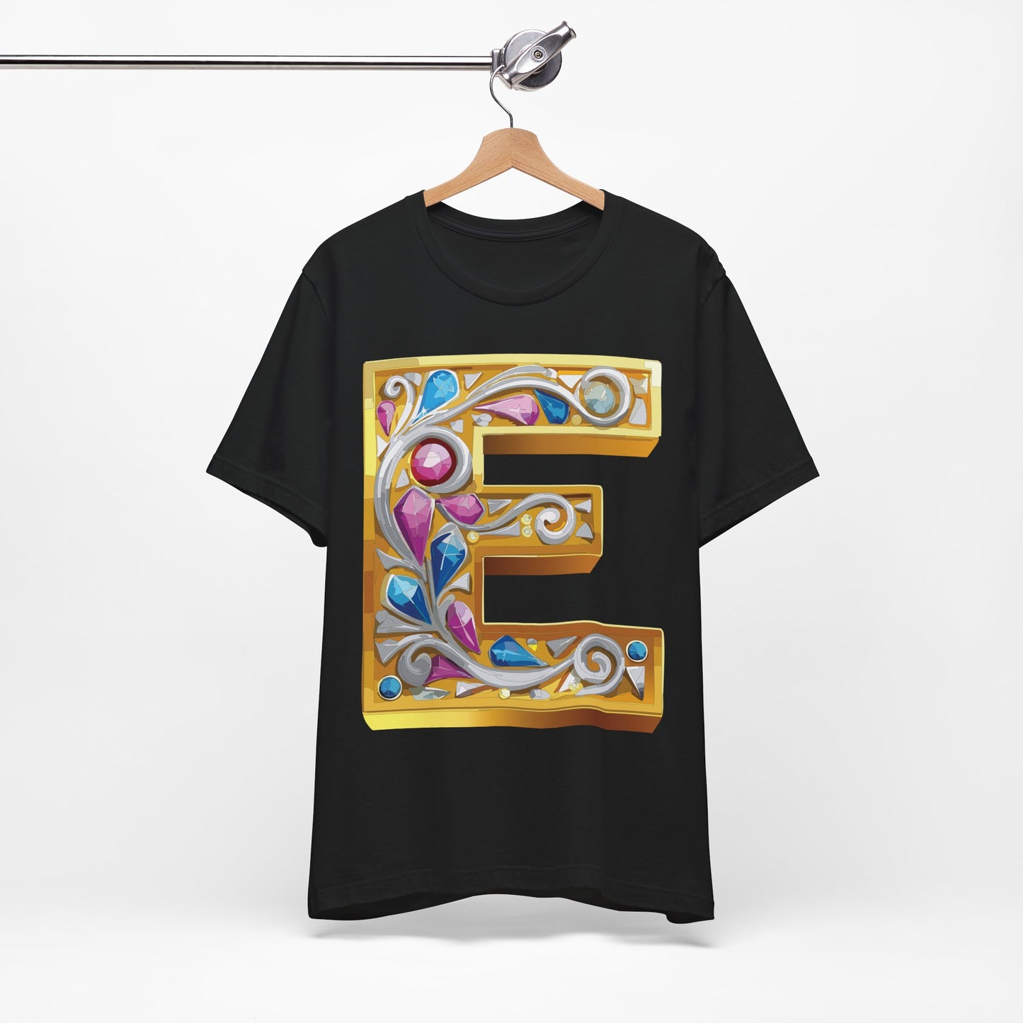 Letter Shirt, Shirt with Letters, Tee Shirt with Gold Letter, Shirt with Antique Letters