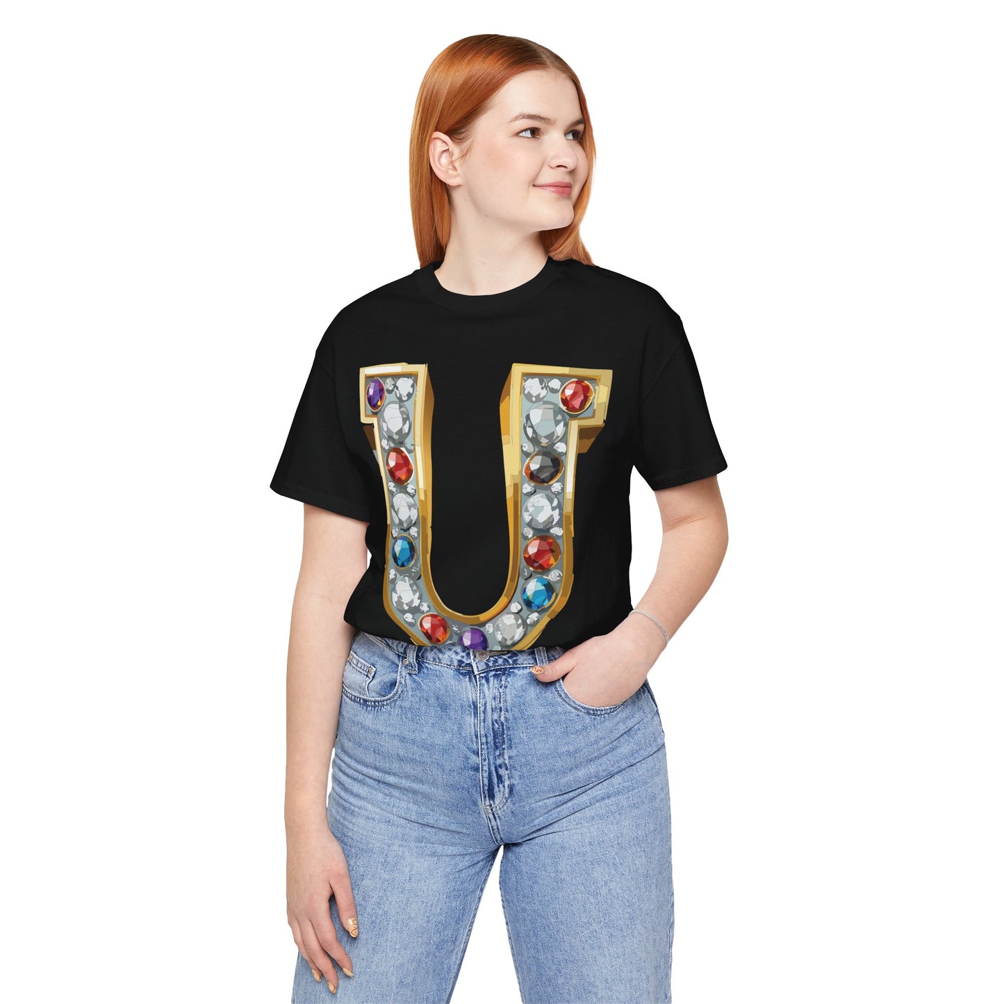 Letter Shirt, Shirt with Letters, Tee Shirt with Gold Letter, Shirt with Antique Letters